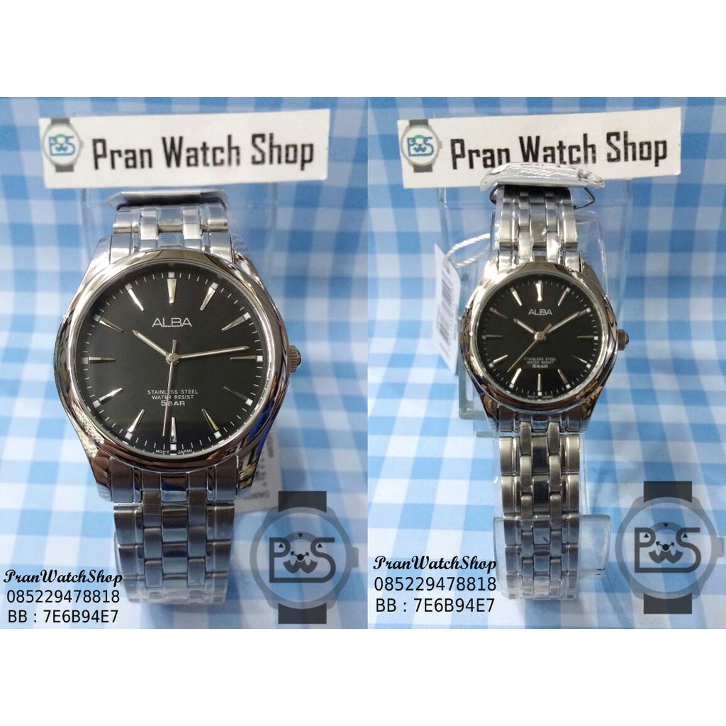 JAM TANGAN COUPLE ALBA FULL ANGKA HITAM ROSE GOLD AL003 Shopee