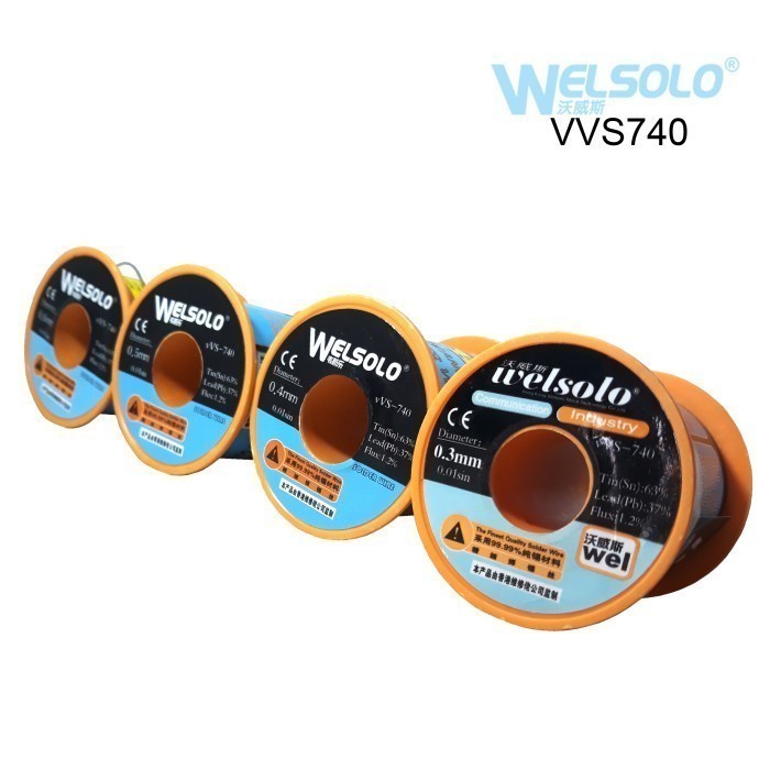 ORIGINAL WELSOLO vVS-740 Timah Solder Wire Lubang Ukuran 0.2mm 40Gr