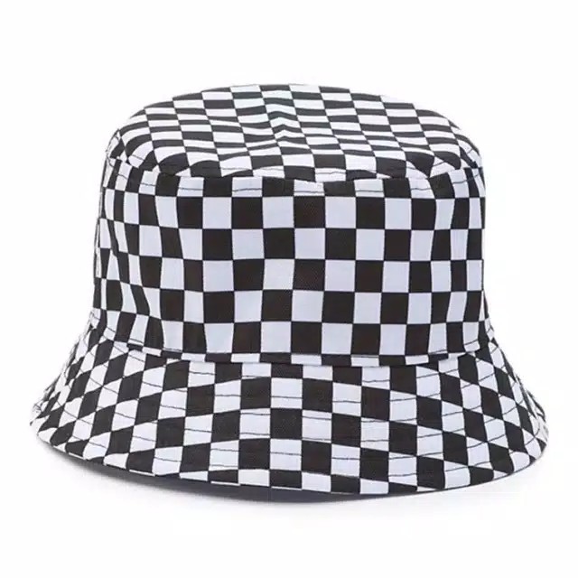 Topi Bucket Motif Kotak Catur / Fashion Topi Premium / Topi Musim Semi / topi bucket korea berkualit
