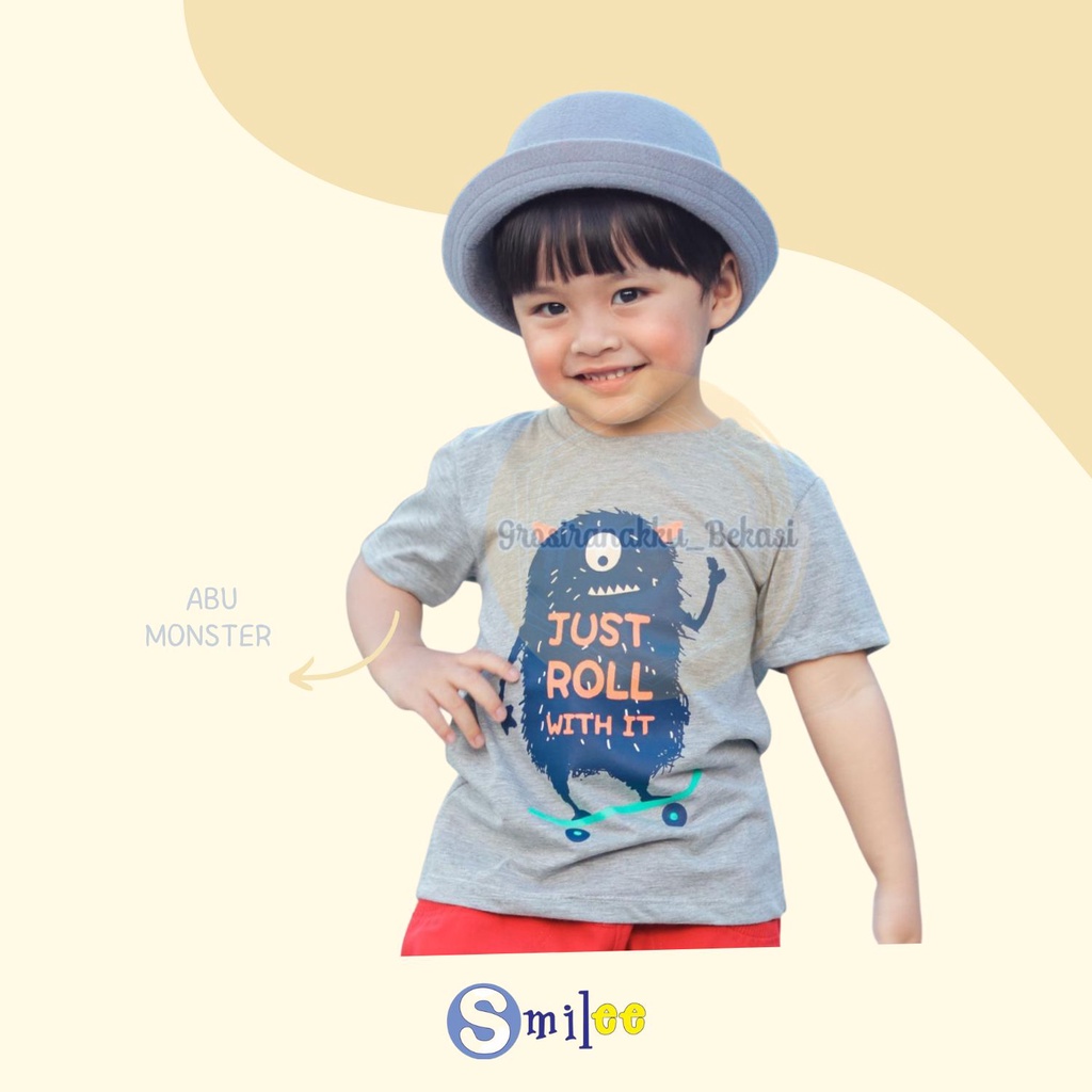 Kaos Anak Cowok Smilee Murah Size 1-5 Thn