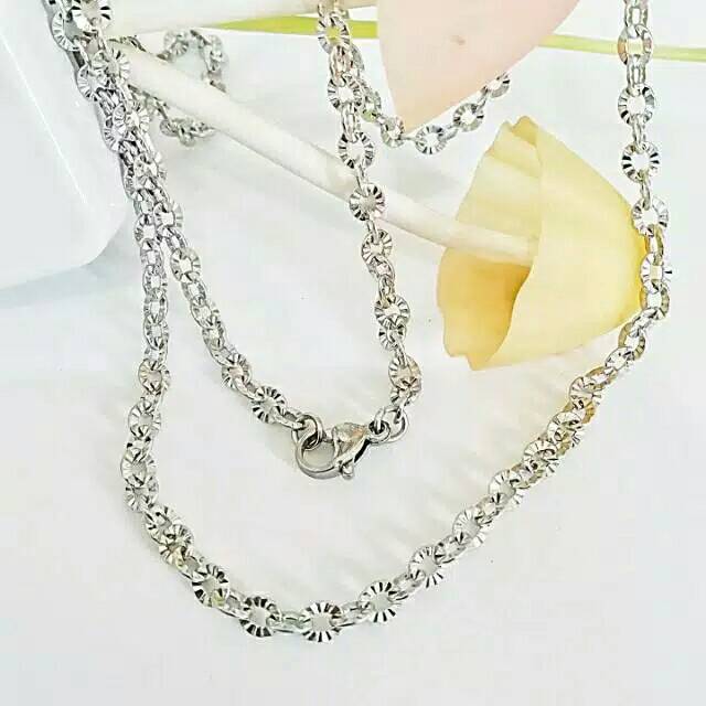 KALUNG TITANIUM MODEL NURI MOTIF 0.8 SILVER PRIA - WANITA