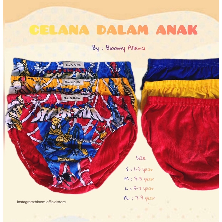 celana dalam anak laki laki motif lucu/sempak anak cowok bergambar/kolor anak cowok termurah