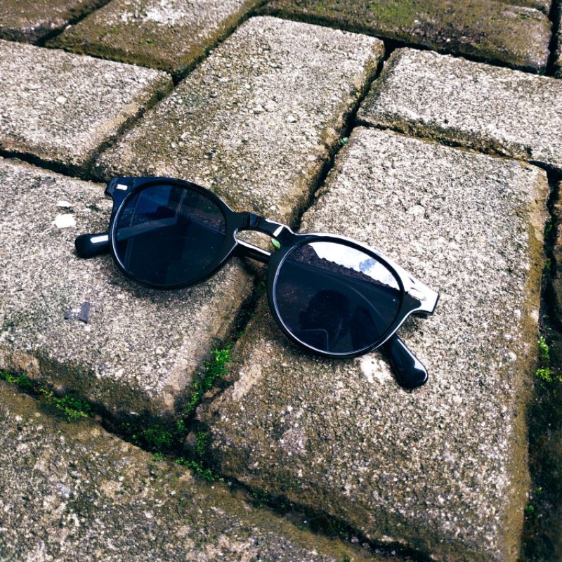 kacamata retro bulat hitam/kacamata hitam wanita/kacamata hitam pria/kacamata vintage/kacamata murah