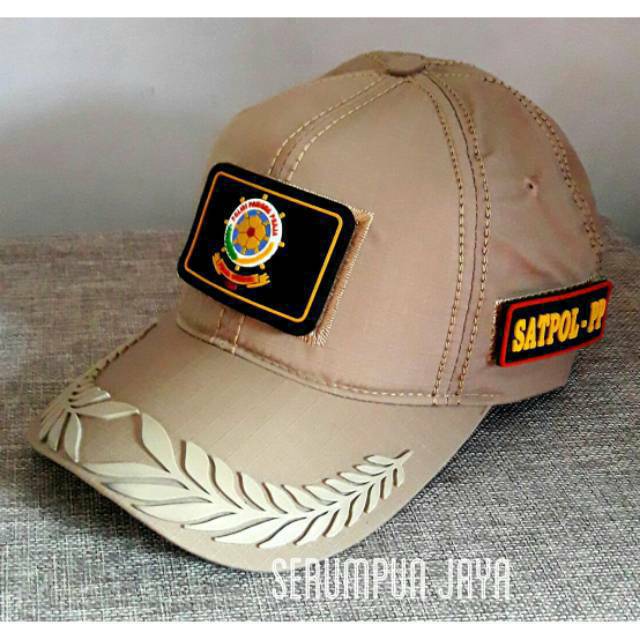 TOPI SATPOL PP PAMEN - TOPI SATPOL PP PAMEN 3 PATCH VELCRO TAN