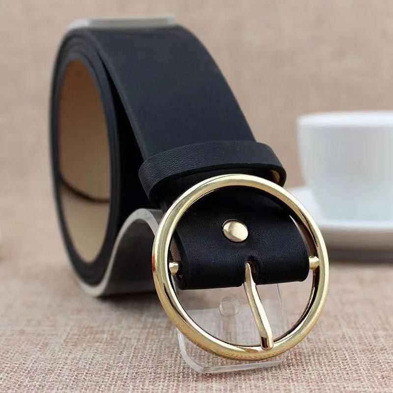 Belt Ikat TaIi Pinggang Fashion Unisex Murah Import Bahan PU Gesper Sabuk Tali Hitam