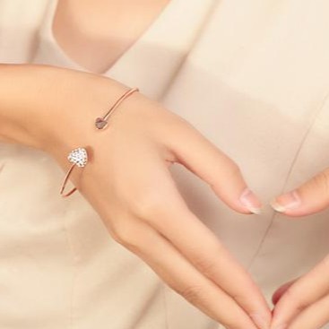 MURMURE.ID | GELANG OPEN CUT BANGLE MOTIF LOVE HATI KRISTAL BRACELET KOREA JW003-4