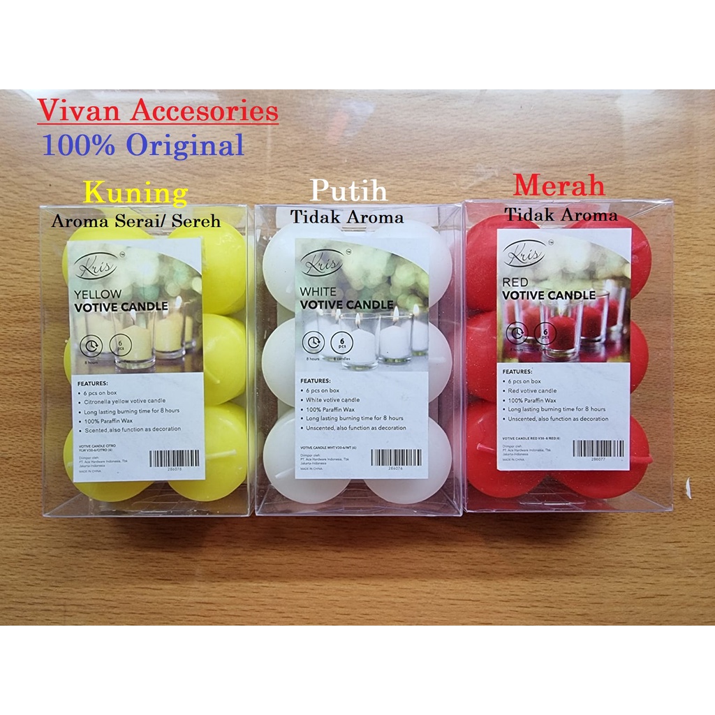 Lilin Tealight Citronella / Lilin Pengusir Nyamuk /Lilin Aromatrapi 8jam 1box isi 6pcs