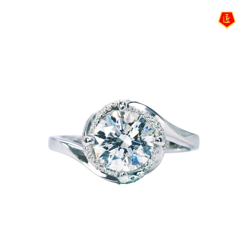 [Ready Stock]Creative Classic Six-Claw Moissanite Twisted Ring