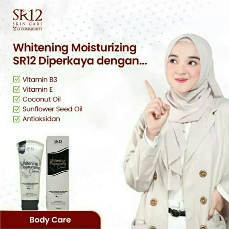 AMPUH !! PEMUTIH BADAN BPOM, WHITENING MOISTURIZING CREAM SR12 | HAND BODY BPOM HALAL
