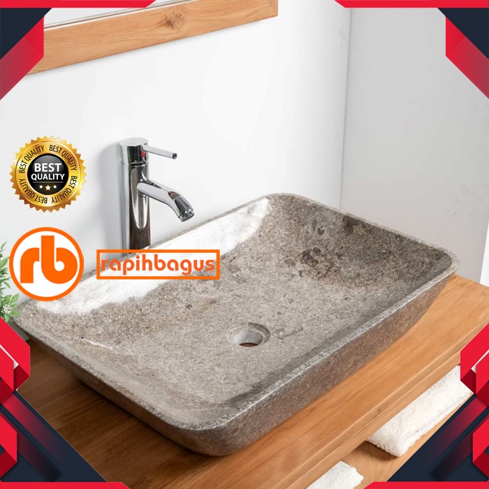 wastafel batu marmer grey abu abu model kotak minimalis halus glossy bak cuci tangan countertop bath
