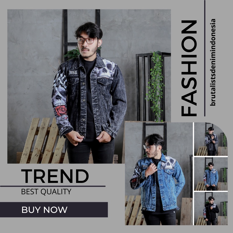 Jaket Jeans Hoodie Pria Distro Original Hoodie Cowok Keren Jaket Jeans Denim Full Printing Motif Ten