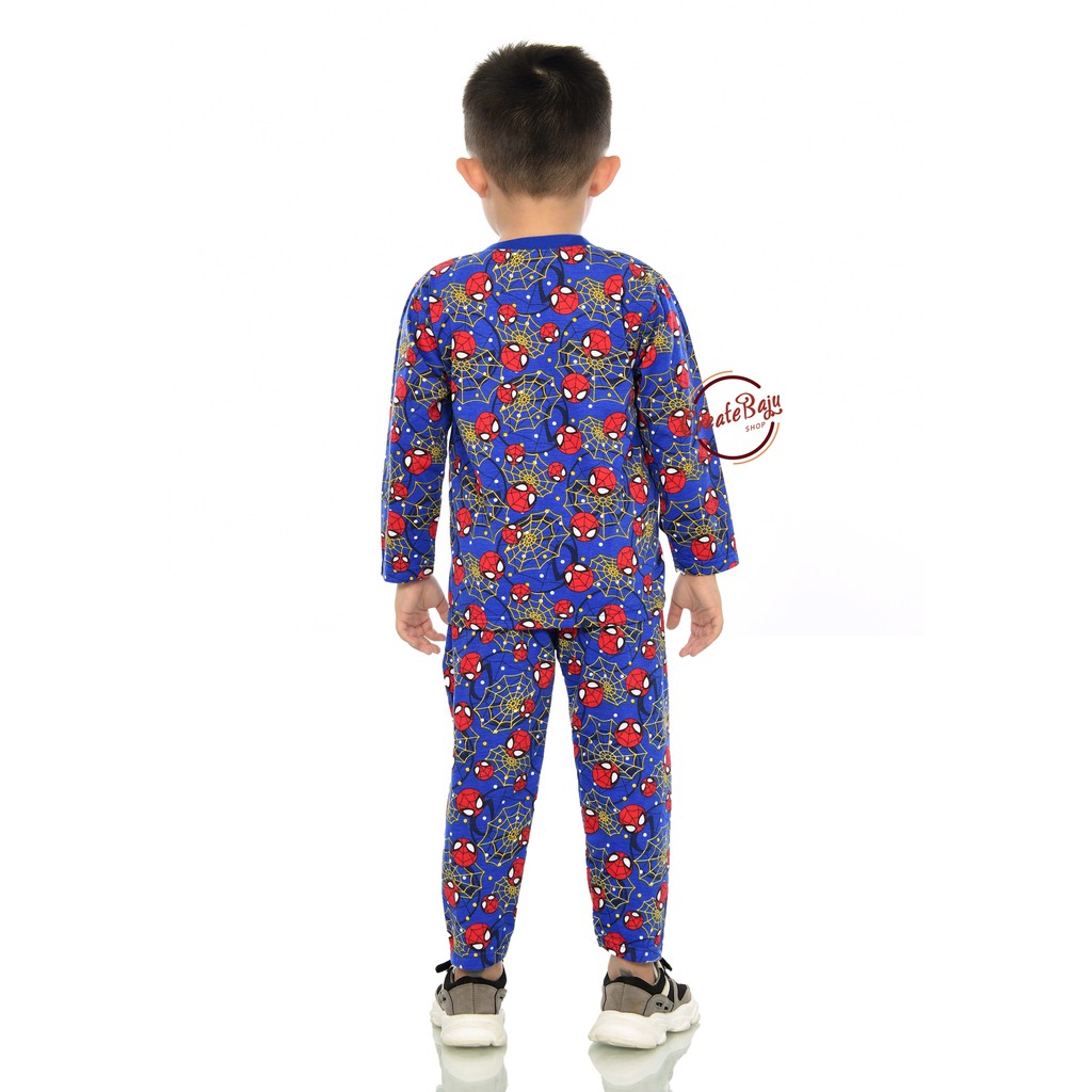 PIYAMA KAOS ANAK LAKI 1-5 TAHUN SPIDERMEN JARING BAJU TIDUR ANAK LENGAN PANJANG TERMURAH
