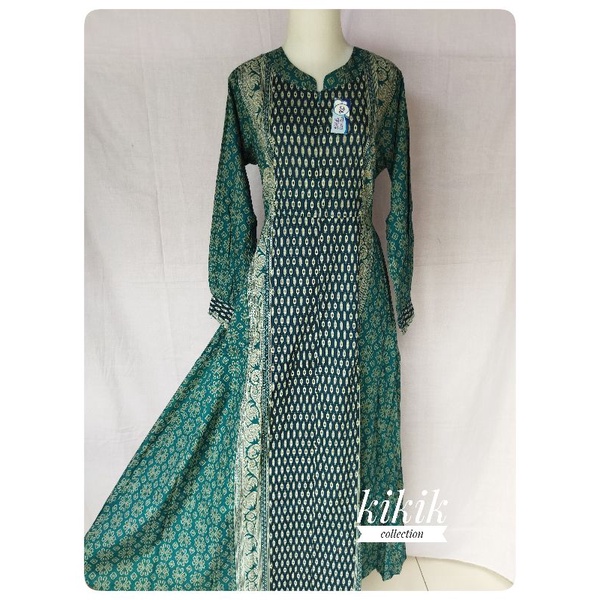 Long Dress Pakaian Wanita Gamis Motif Batik Modern Fashion Baju Remaja Ibu Menyusui Adem Nyaman Mura