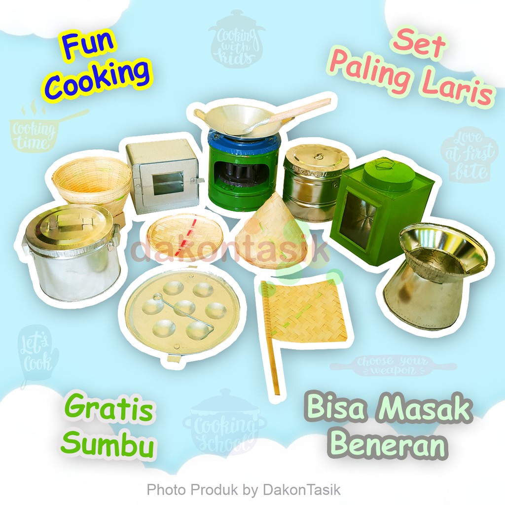 [PROMO] Paket Murah Kompor Mainan Mini Jadul Dari Logam Kaleng Set Memasak Masak Masakan Tradisional