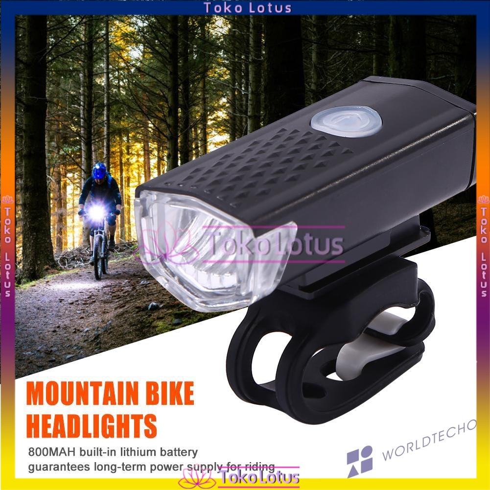 Lampu Depan Sepeda Gunung ABS Port USB Rechargeable Super Terang