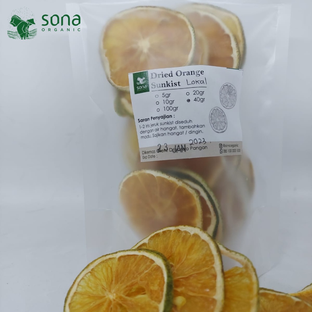 

Dried Orange lokal 40 gr - Jeruk Lokal Iris kering - Sona