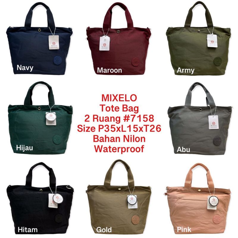 TERBARU Mixelo tote bag nylon waterproof MX 7158 / tas selempang IMPORT BAHAN BAGUS
