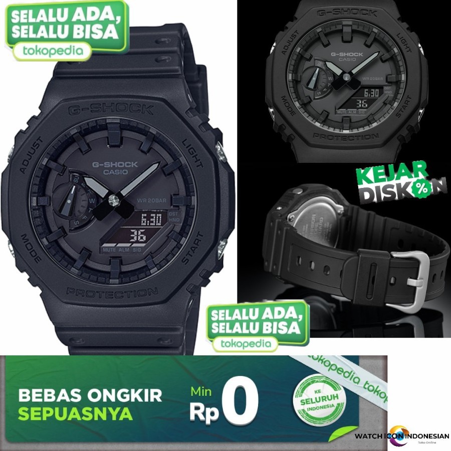 Mega Sale Jam Tangan Pria Merk G-Shock Carbon Stainless Steel Type GA-2100-1A1 Garansi 1th