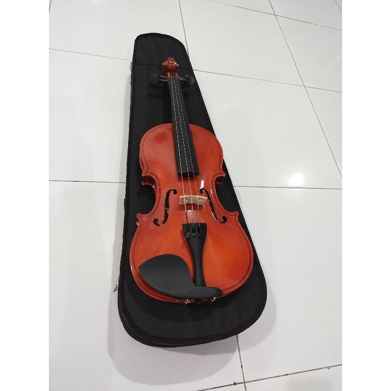 Biola Dluxe violin biola merk Deluxe dengan case rosin bow siap pakai size 4/4 3/4 1/2 1/4 dan 1/8