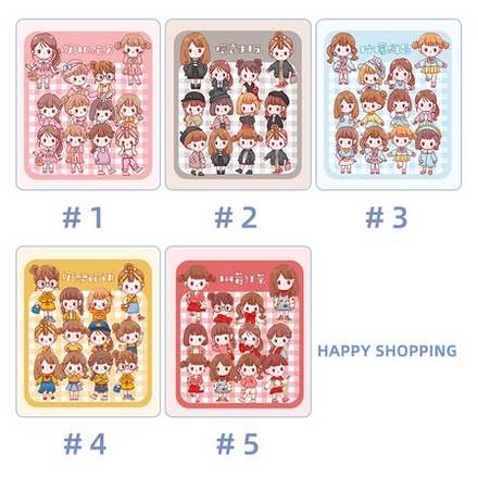SATUAN Stiker Motif RANDOM Kartun Anak Perempuan DIY Sticker Buku Hp Casing Kekinian Aesthetic Deco Planner Dekorasi Diy Motif Lucu Tumblr Cute Hias Hiasan Cup Korea Prakarya Character Plastik Viral Craft Crafting Diary Book Colorful Grosir Prakarya