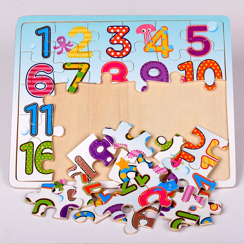 Mainan Edukasi Anak Puzzle kayu gambar huruf dan nomor L271