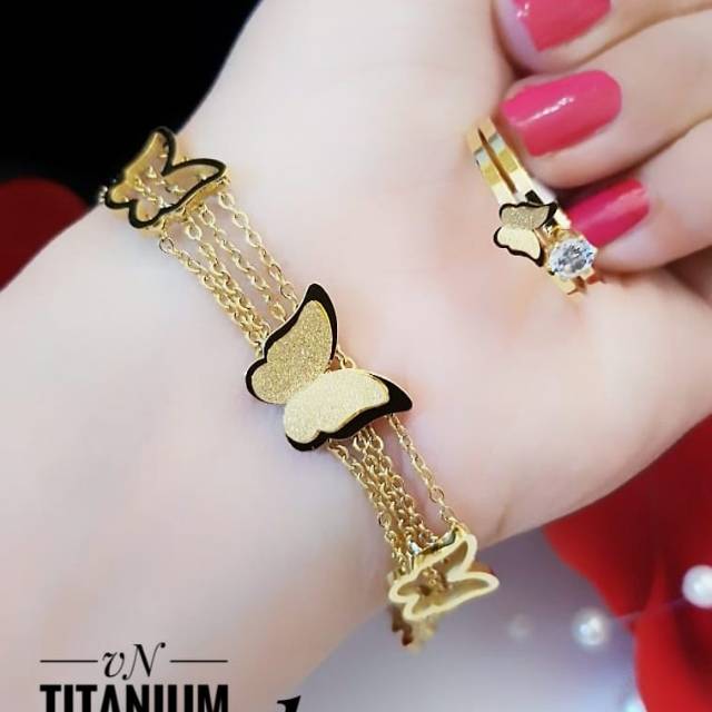 Titanium gelang dan cincin 1038k