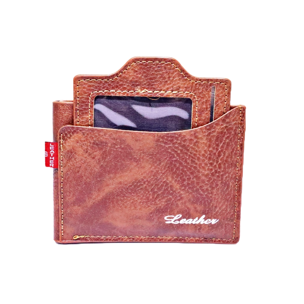 DOMPET LIPAT PENDEK PRIA 2 RUANG LEATHER SINTETIS / DOMPET LIPAT KULIT PRIA FASHION MODEL CABUT - JHC1