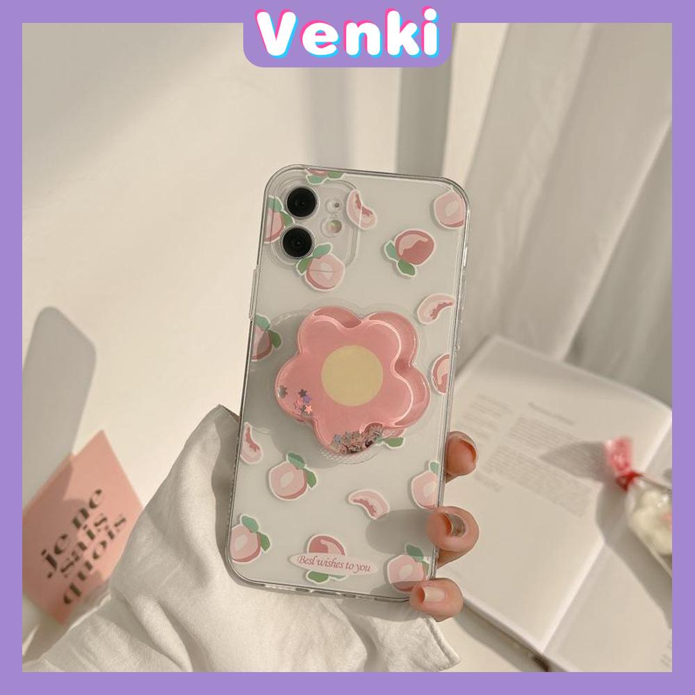 Soft Case Silikon Transparan Motif Bunga Dengan Popsocket Untuk Iphone 13 Pro Max 12 11 Pro Max 7