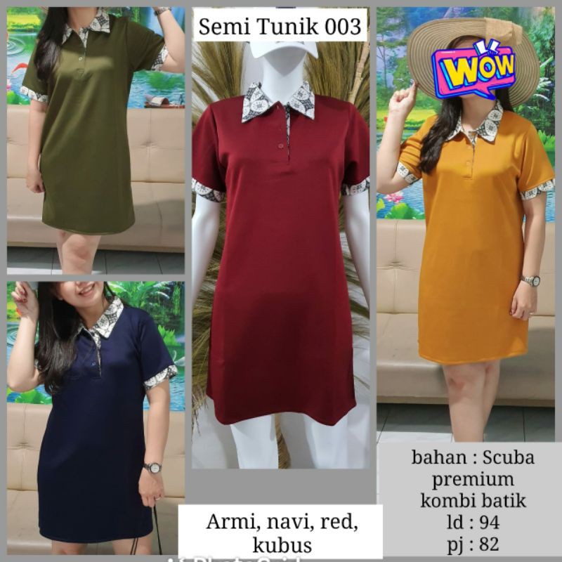 dress scuba kombinasi batik