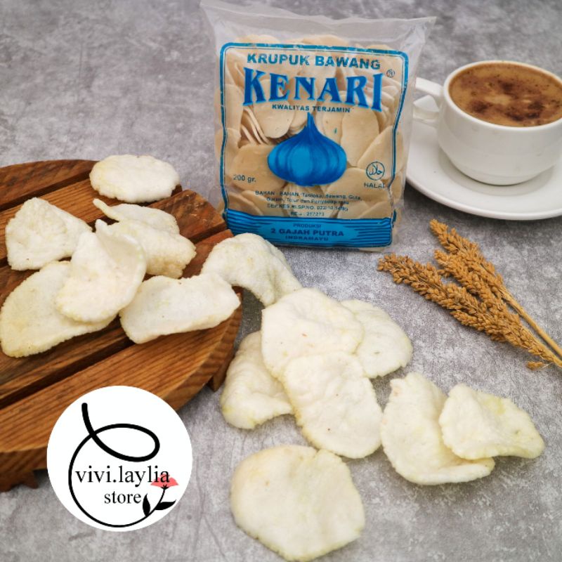 

krupuk bawang mentah cap kenari 2 gajah putra 200 gram