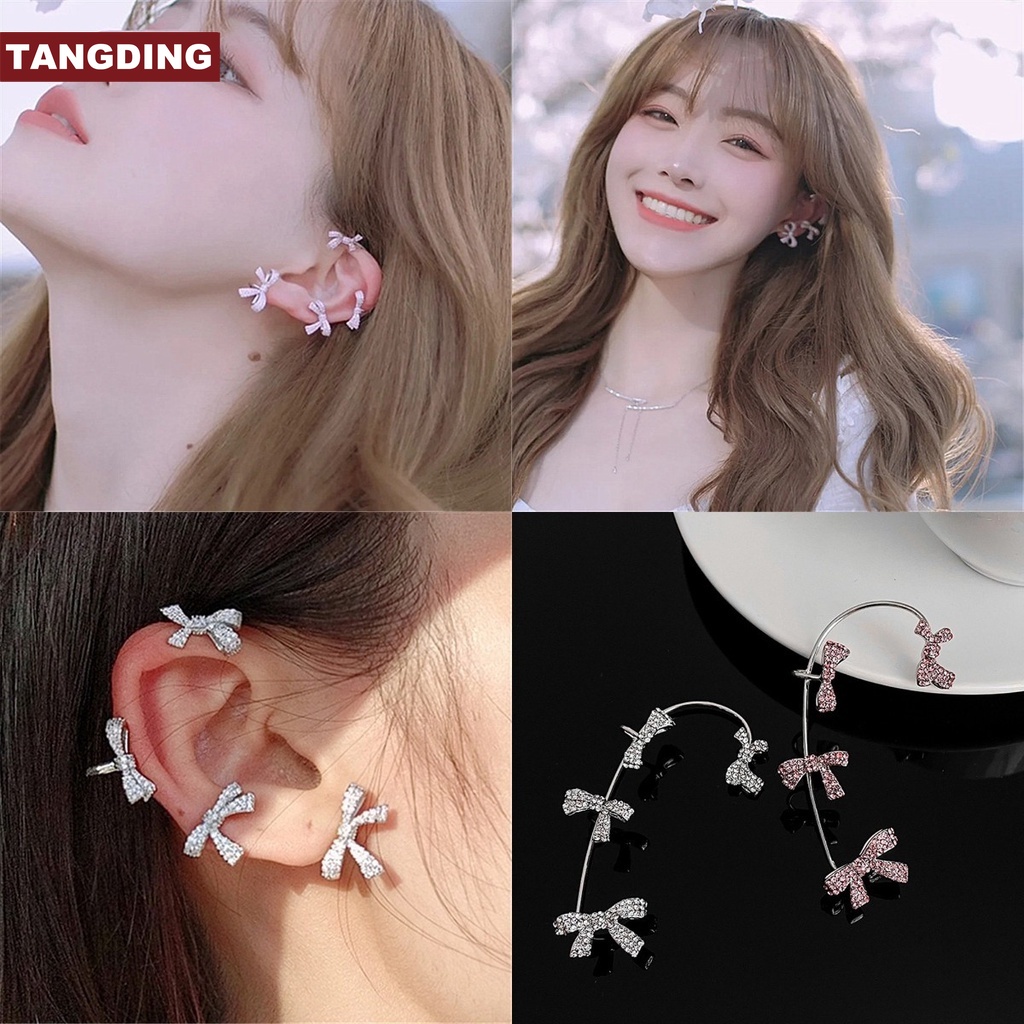 【COD Tangding】1pc Bow Fairy Earrings Without Pierced Sweet Temperament Fashion Earclip Jewelry Women