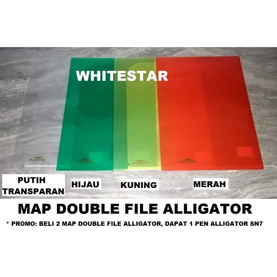 

map plastik double file alligator ukuran / uk. A4 -maps 2 sisi (beli 2 map, gratis 1 pen)