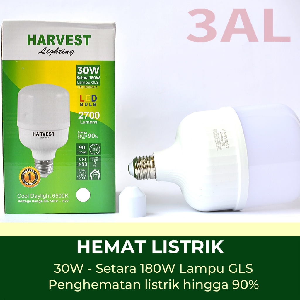 30W - Paket Isi 6 - HARVEST LIGHTING Lampu Kapsul LED T-Bulb 30 watt Lampu Hemat Energi Original Bersertifikat SNI dan Bergaransi