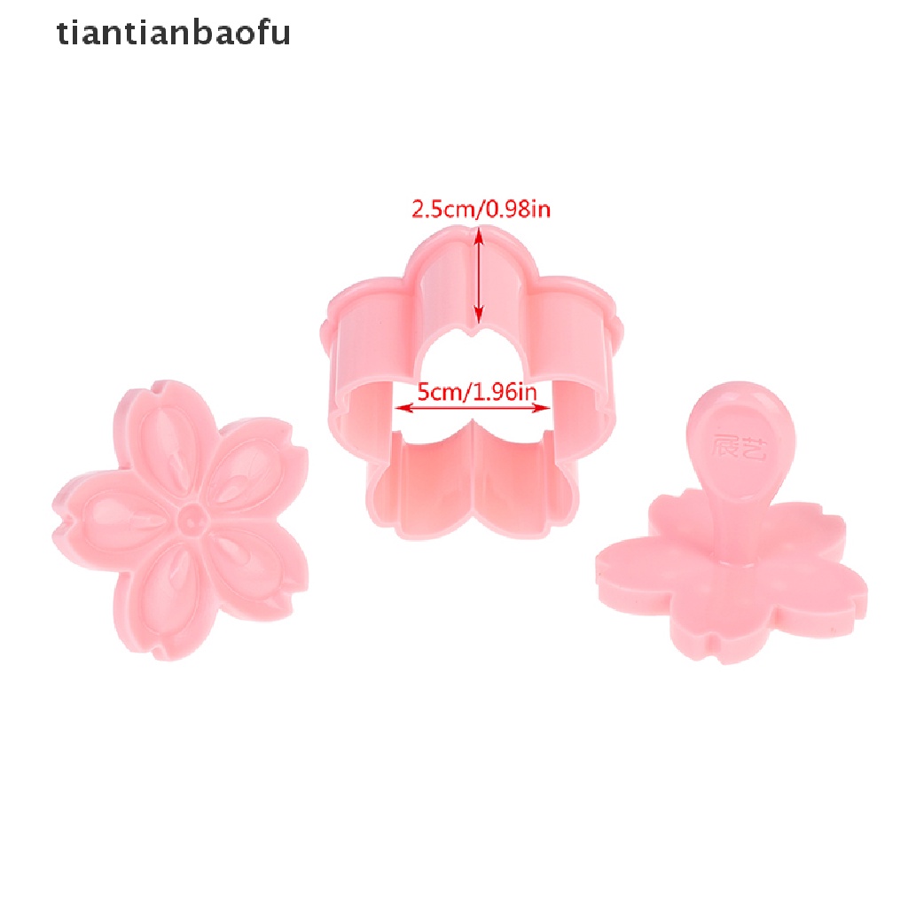5pcs / set Cetakan Pemotong Biskuit / Cookies / Fondant Bentuk Bunga Sakura Warna Pink