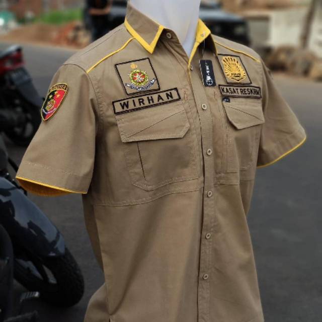 Kemeja reskrim model depan dobel kantong [min 10 baju CUSTOM]