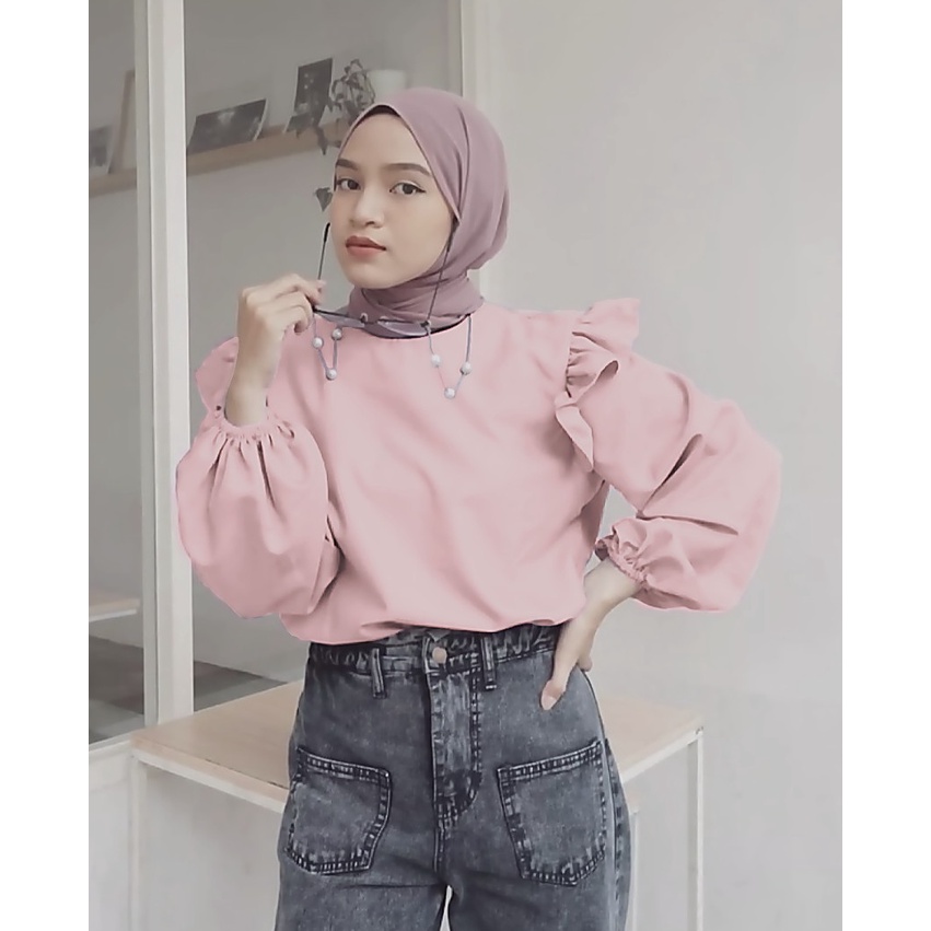 Hasby blouse Atasan wanita terbaru  Iner polos bahan crinkle