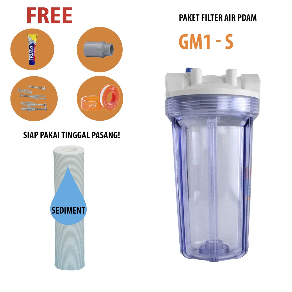 PAKET FILTER AIR 1 TAHAP SEDIMEN nanotec 1/2 clear - Lengkap