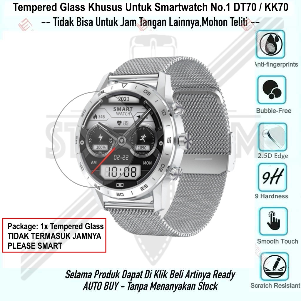 Anti Gores Smartwatch No.1 DT70 / KK70 - Bahan Tempered Glass Kaca Bukan Mika