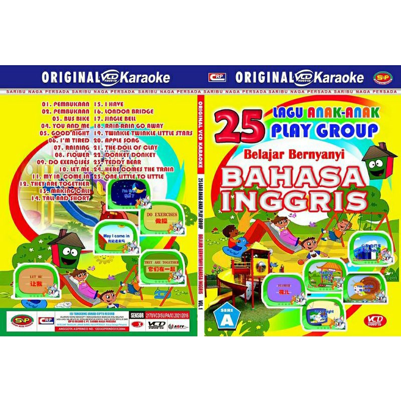 Kaset lagu anak original vcd karaoke 25 lagu play group belajar bernyanyi bahasa Inggris A