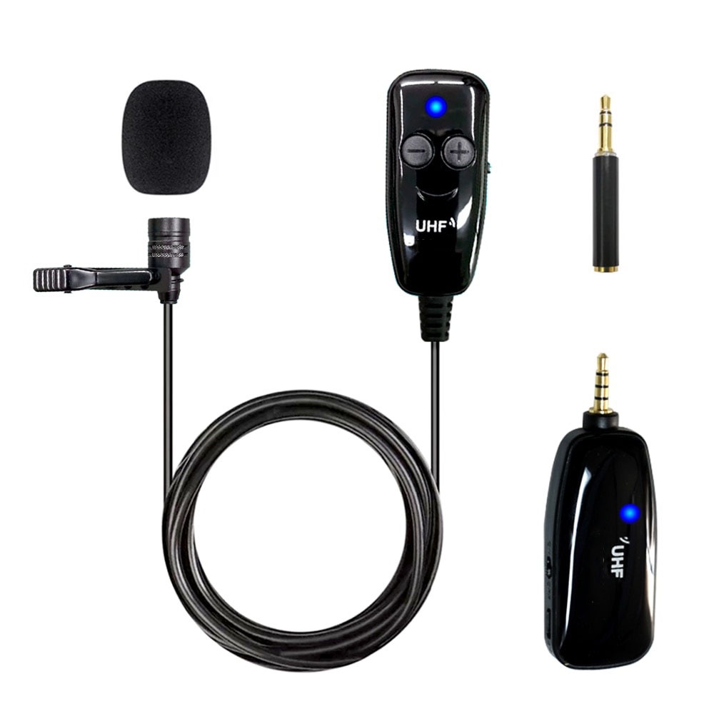 UHF Wireless Lavalier Lapel Microphone System Podcast Live Interview - N81-UHF - Black