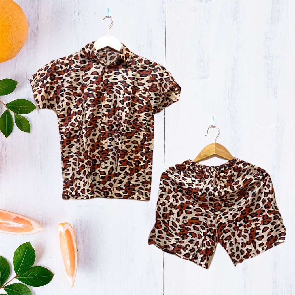 ONE SET PIYAMA LEOPARD KRAH PENDEK / PAJAMAS SET