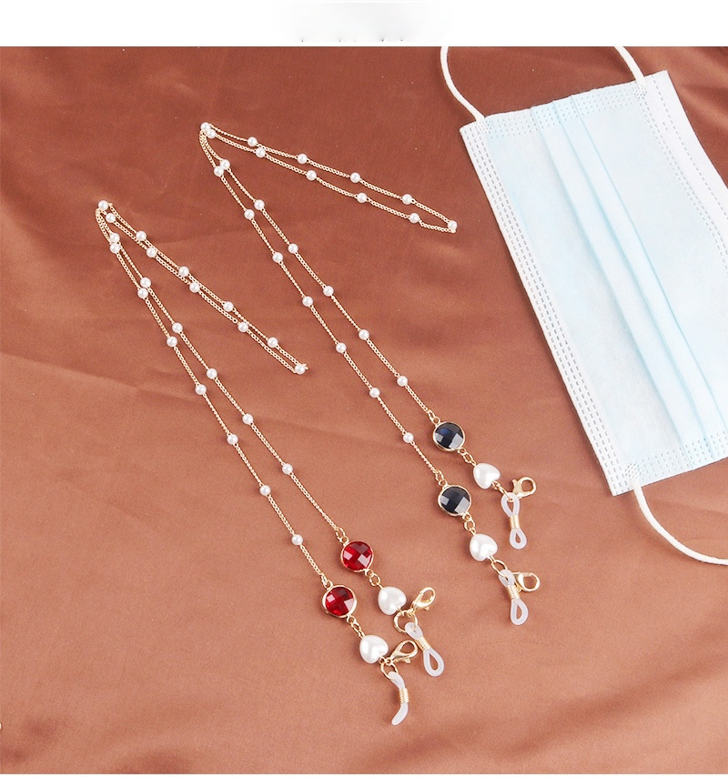 Glasses Chain Hanging Neck Mask Anti-lost Rope Dual-use Gemstone Pearl Mask Lanyard 70cm