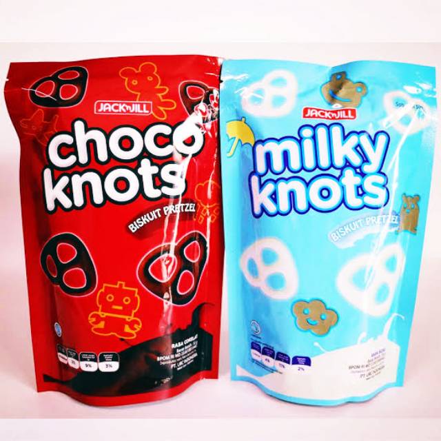 BISKUIT PRETZEL JACK N JILL CHOCO &  MILKY KNOTS 55gr