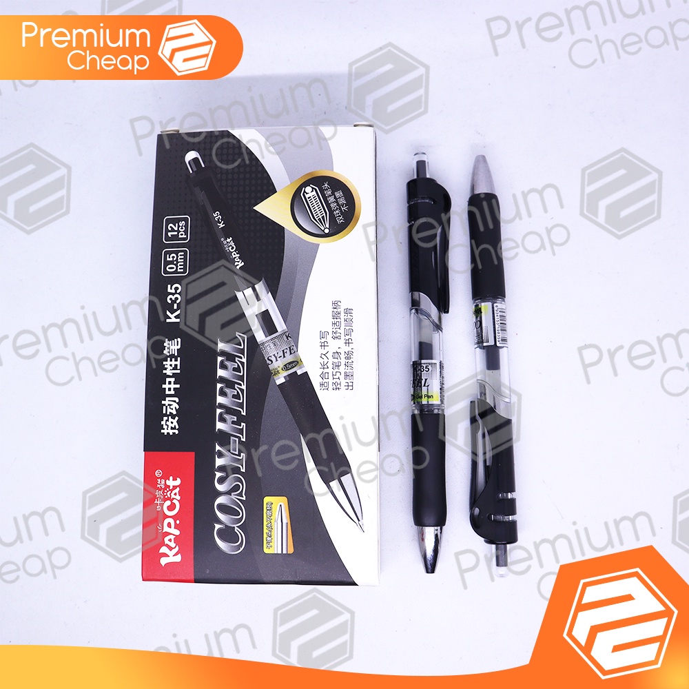 

[12 PCS] Gel Pen Pulpen 0,5 mm Cetek Hitam Cosy Feel Kapcat