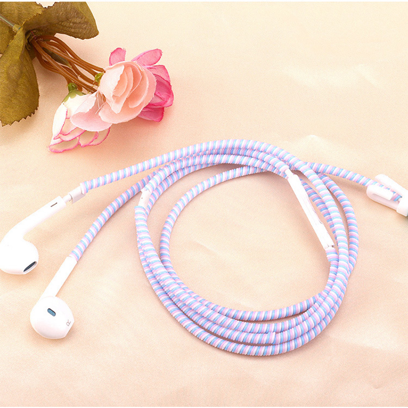 1.4m Color phone Wire Cord Rope /Protector Anti-break spring protection rope / USB Charging Cable earphone Data Bobbin Winder /Cable Winder Organizer