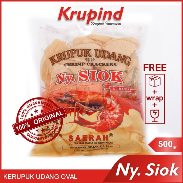 

✨COD✨ Kerupuk - Krupuk Udang Ny Siok Oval 500gr - Krupind