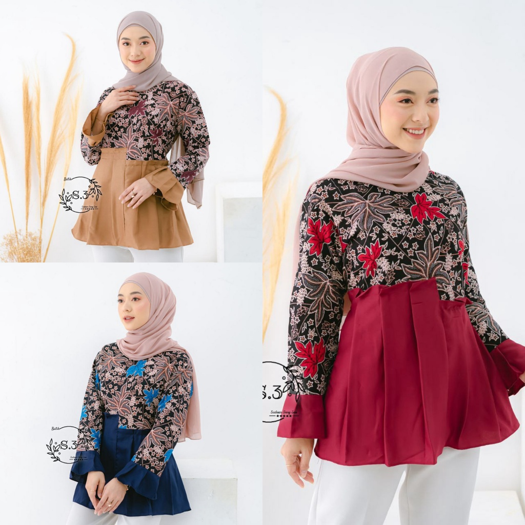 Batik Alina Baju Batik Wanita Modern Atasan Batik Kerja Wanita Blouse Batik Kantor M L XL XXL Seragam Batik