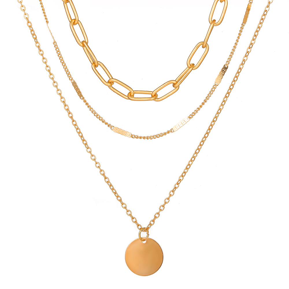 17KM Korean Retro Gold Necklace Personality Lock Moon Heart Clavicle Chain Jewelry Accessories-12