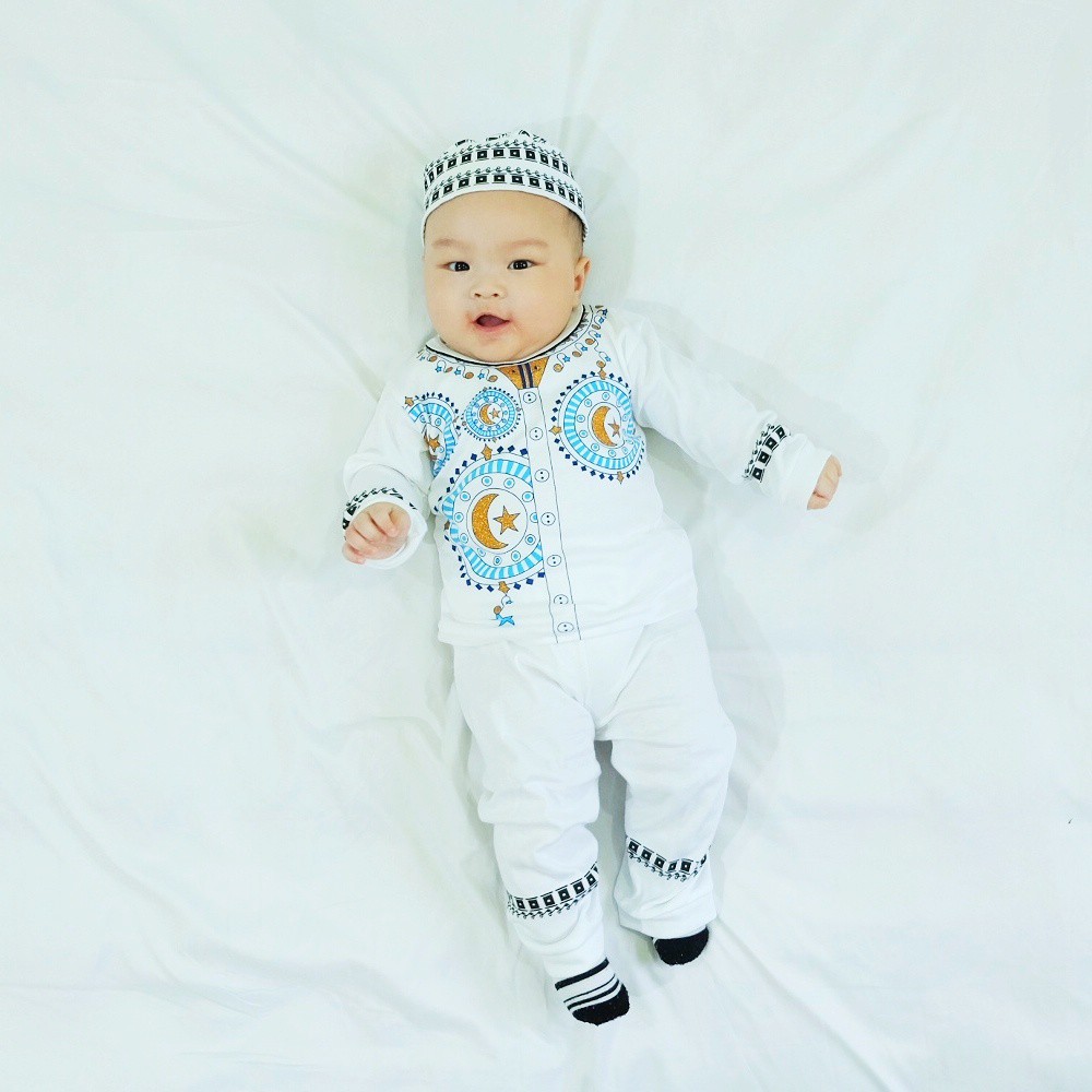 Setelan Baju Koko Anak Bayi laki laki/pakaian muslim anak cowok Usia 6 - 18 Bulan Koko S886-01