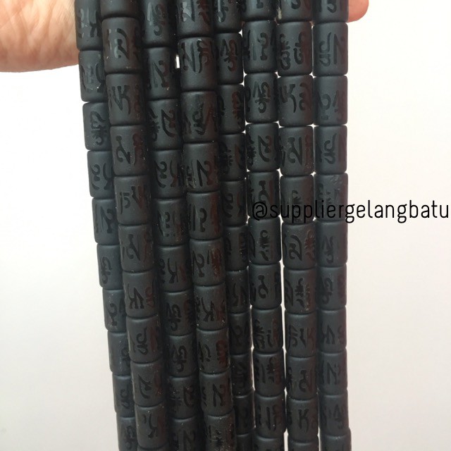 tabung 10mm omn padme hum tibet emboss renceng termurah black onyx